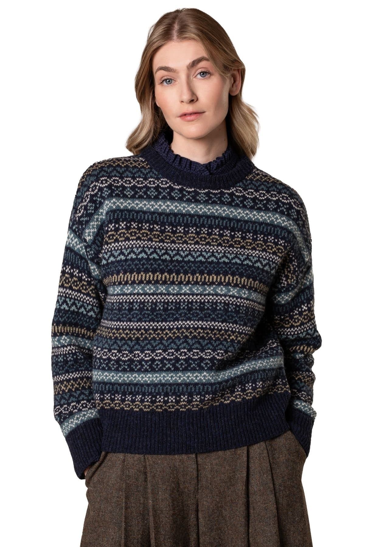 Celtic & Co Celtic & Co Women's Traditional Fair Isle Sweater in Dark Navy