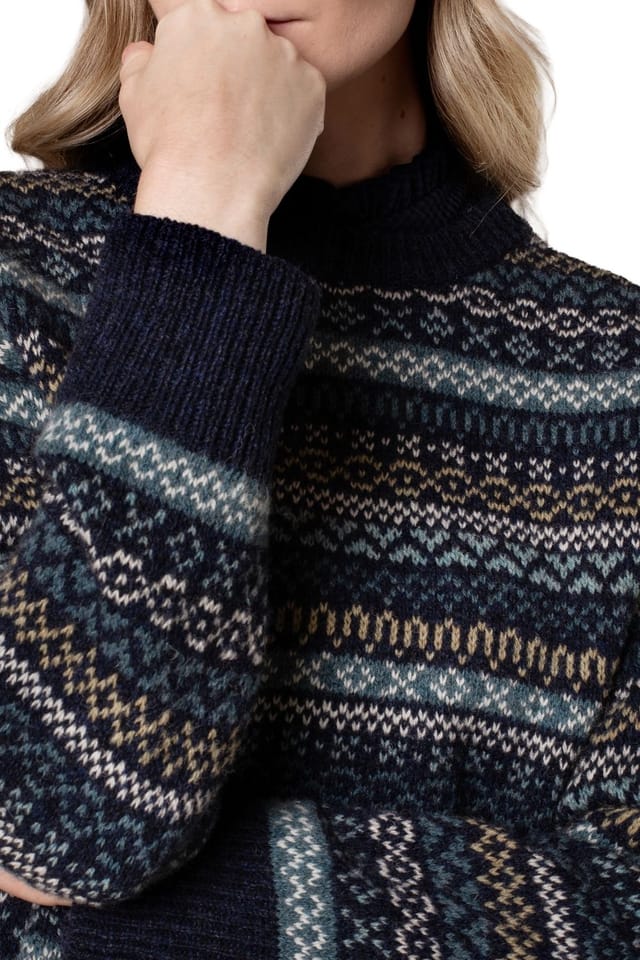 Celtic & Co Celtic & Co Women's Traditional Fair Isle Sweater in Dark Navy - 3