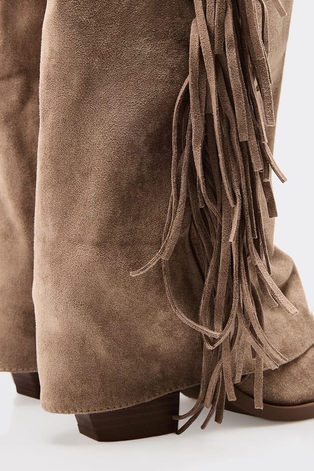 EGO EGO Women's Knee High Layered Faux Suede Block Heel Boots in Tan - 3