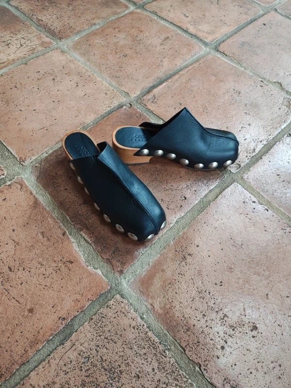 ASOS Asos wooden clogs with leather upper and silver studds - 1