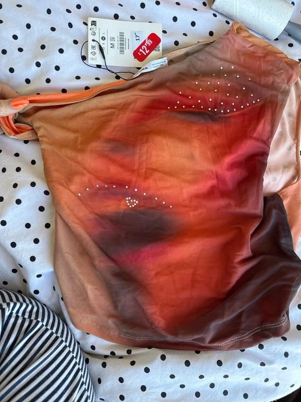 Bershka Embellished Orange Top