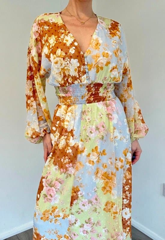 ASOS ASOS Boho Floral Maxi Dress Cut Out Back Romantic Cottagecore UK 8-10