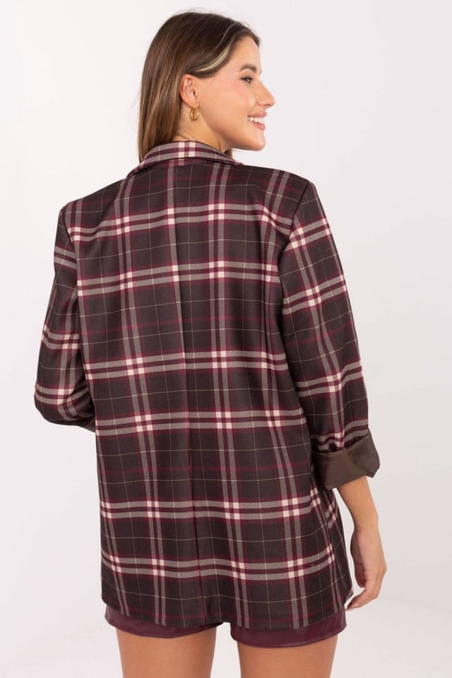 Love Lace Love Lace Women's Stylish Checked Blazer for Work & Everyday in Brown - 3
