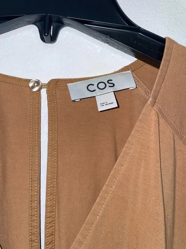 COS COS Tan Oversized Summer Cotton V neck Jumpsuit Size M New