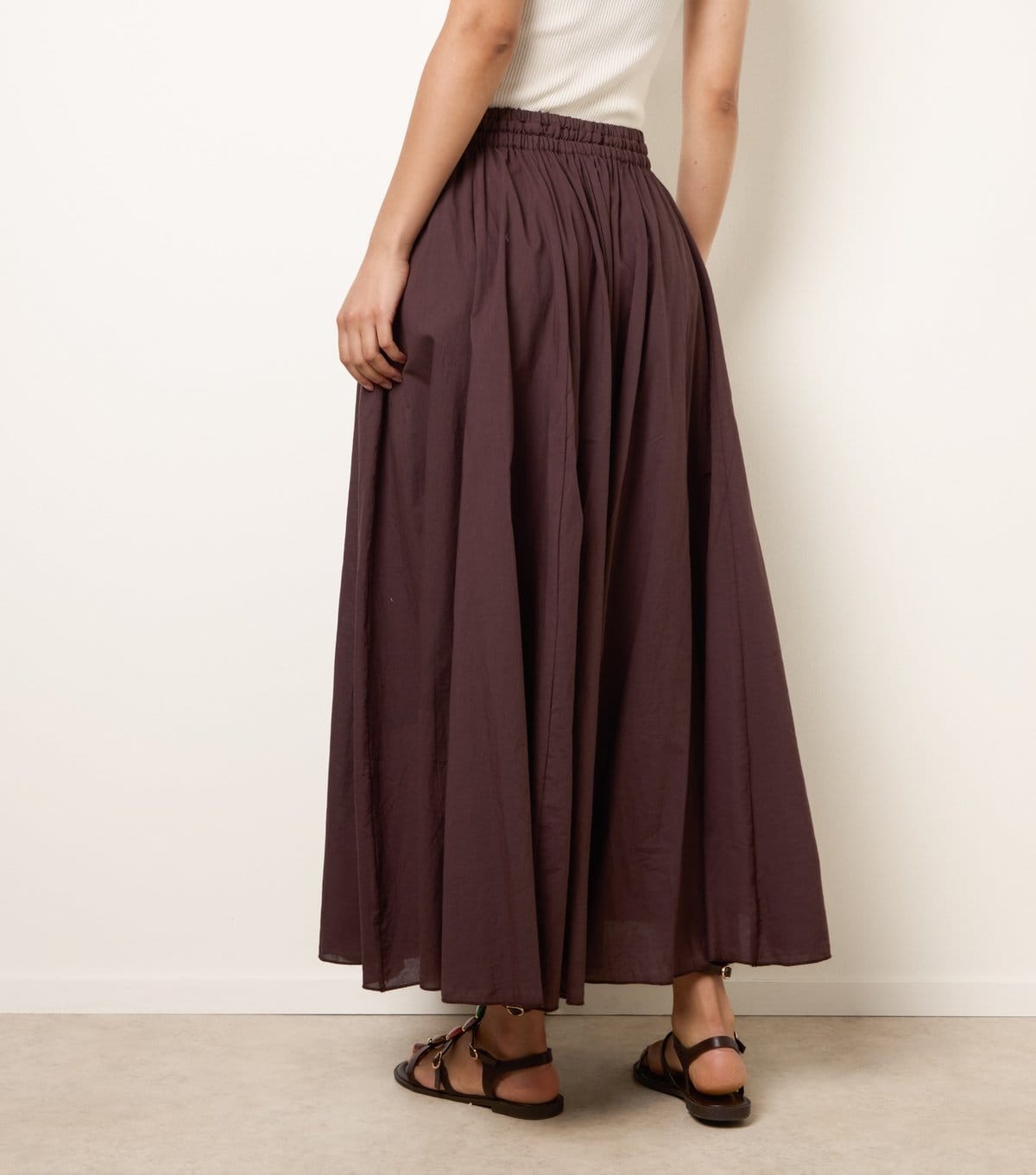 Blue Vanilla Women's Dark Brown Gathered Panel Maxi Skirt Blue Vanilla New Look - 4