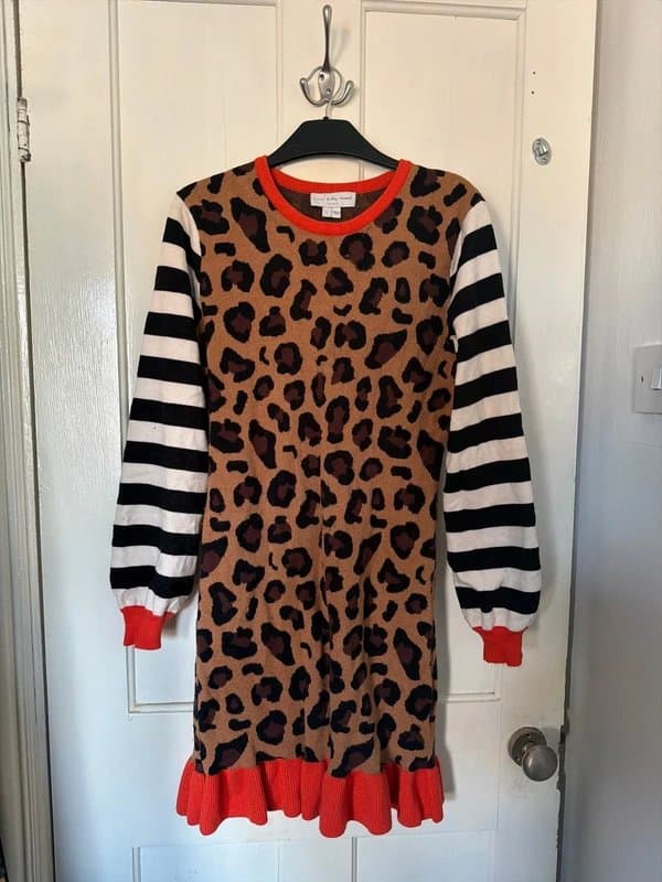 Never Fully Dressed Never fully dressed mini knitted leopard stripe dress