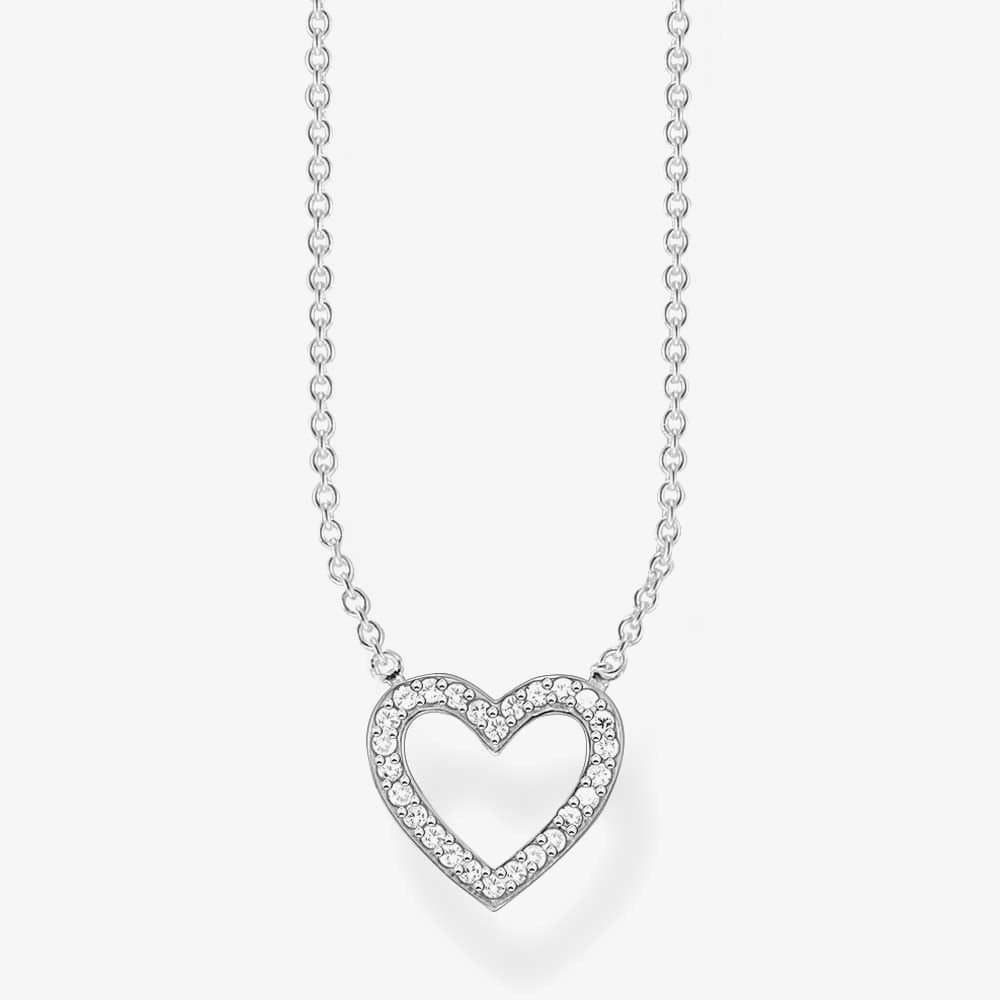 Thomas Sabo THOMAS SABO Women's Silver Cubic Zirconia Open Heart Necklace KE1554-051-14-L45V
