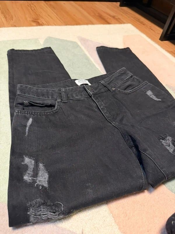 Miss Selfridge Miss Selfridge Black High Waisted Distressed Mom Jeans - Size 8 (W26 L32