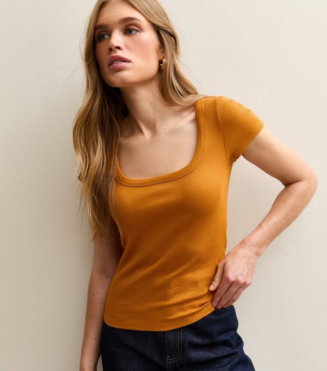 New Look Women's Burnt Orange Square Neck Top New Look - 2