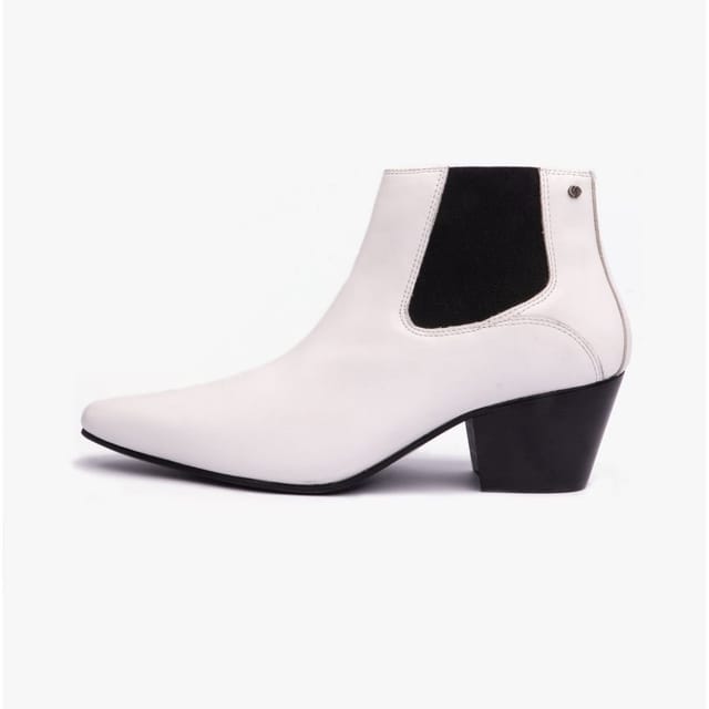 Club Cubano Club Cubano Men's Mccartney Pull On Cuban Heel Ankle Boots in White - 3