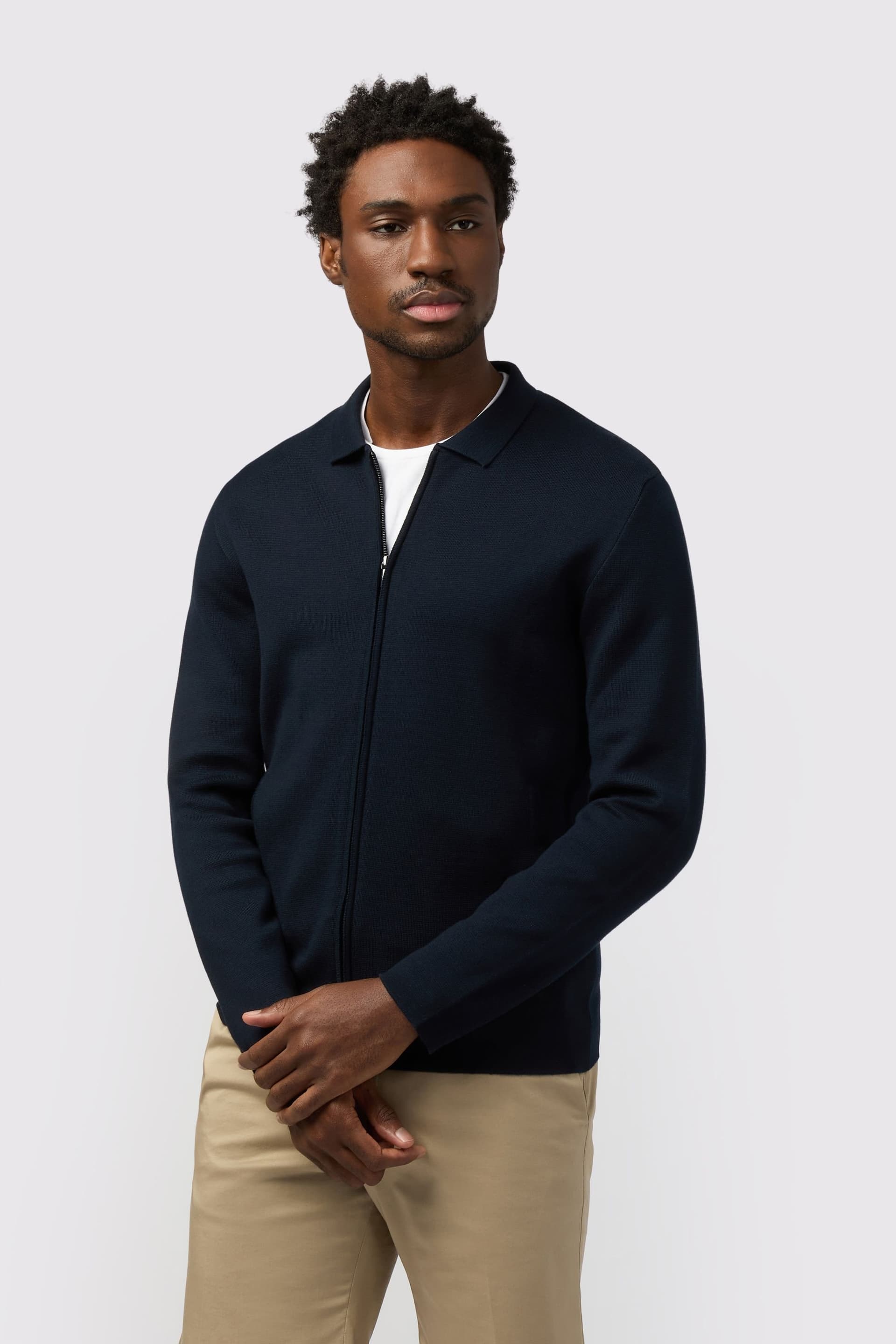 Melka Melka Men's Zip Through Cardigan in Navy
