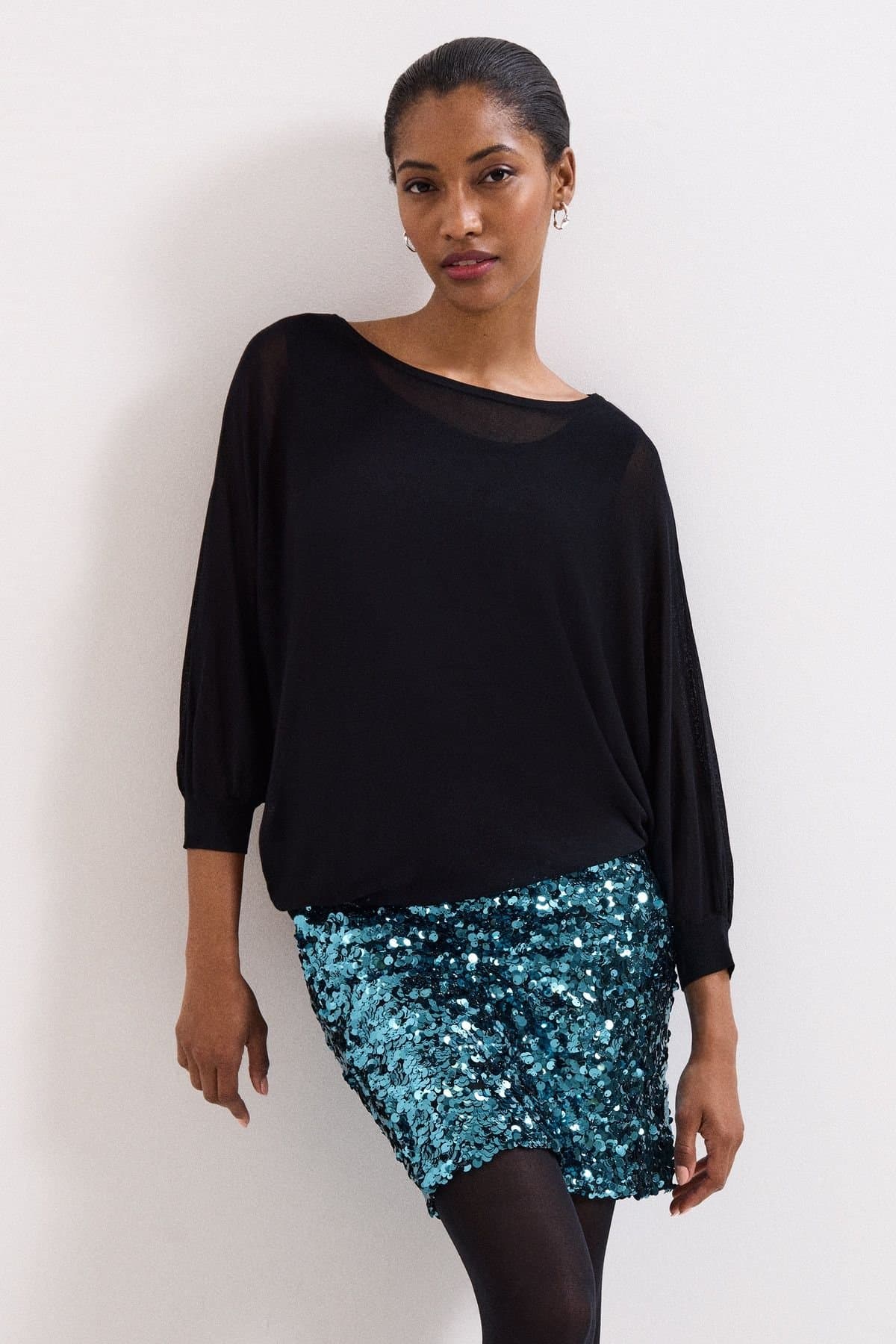 Phase Eight Phase Eight Women's Becca Batwing Sequin Dress in Black