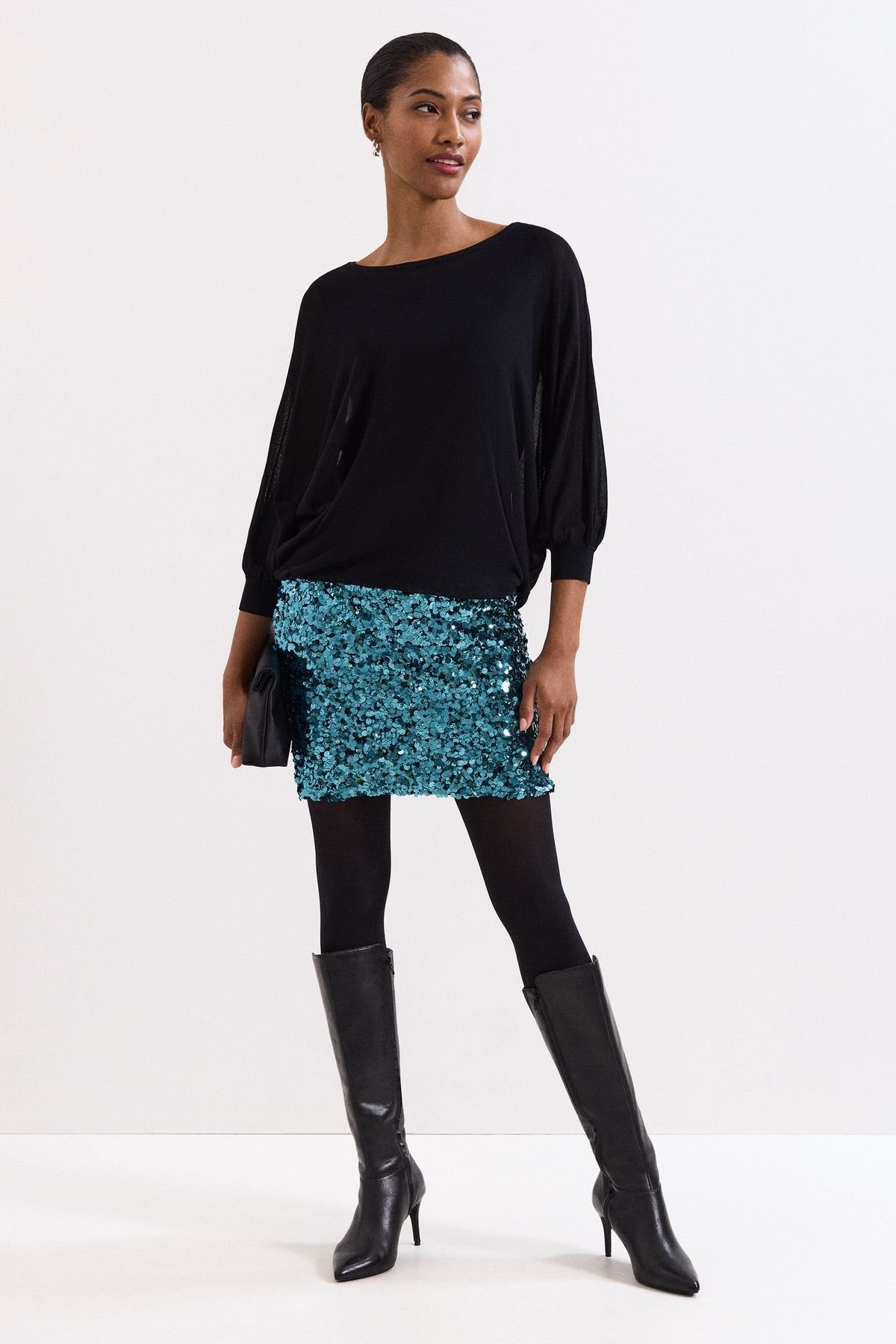 Phase Eight Phase Eight Women's Becca Batwing Sequin Dress in Black - 3