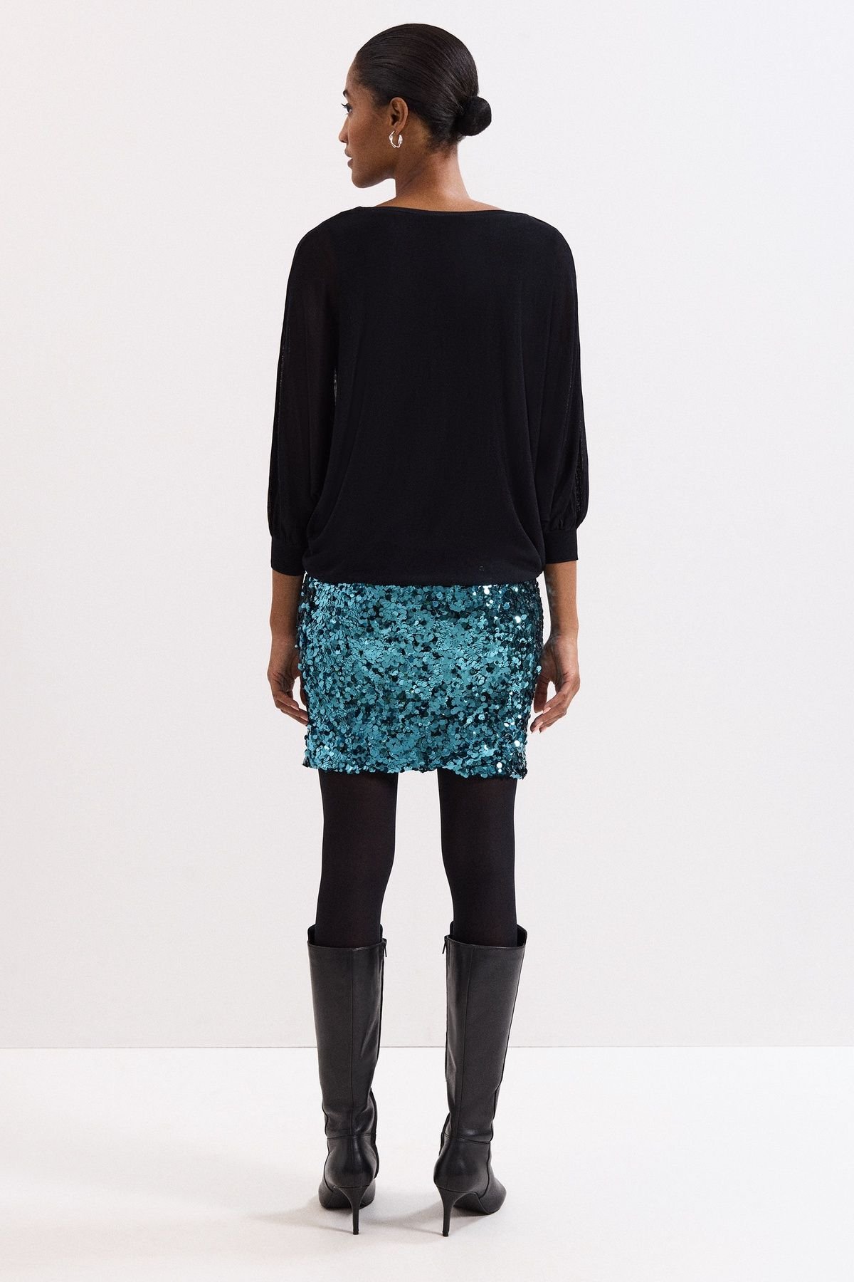 Phase Eight Phase Eight Women's Becca Batwing Sequin Dress in Black - 4