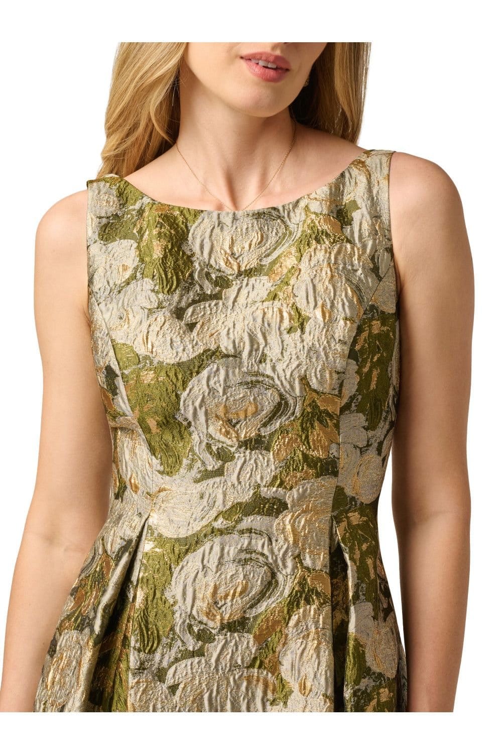 Adrianna Papell Adrianna Papell Women's Boat Neck Jacquard Midi Dress in Green - 4