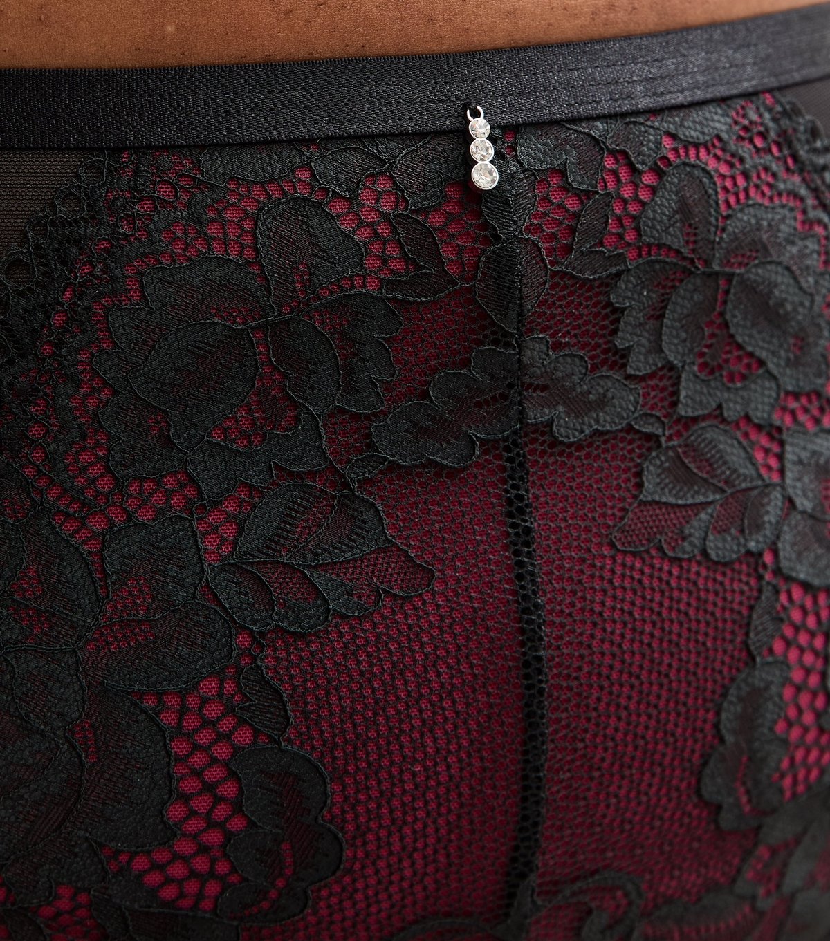 New Look Women's Plus Size Black Contrast Lace High Waisted Briefs Curves New Look - 3