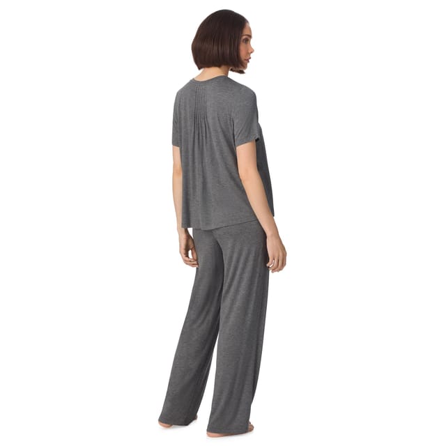 DKNY DKNY Women's Short sleeve top & pant pyjama sleep set with pleats in grey - 2