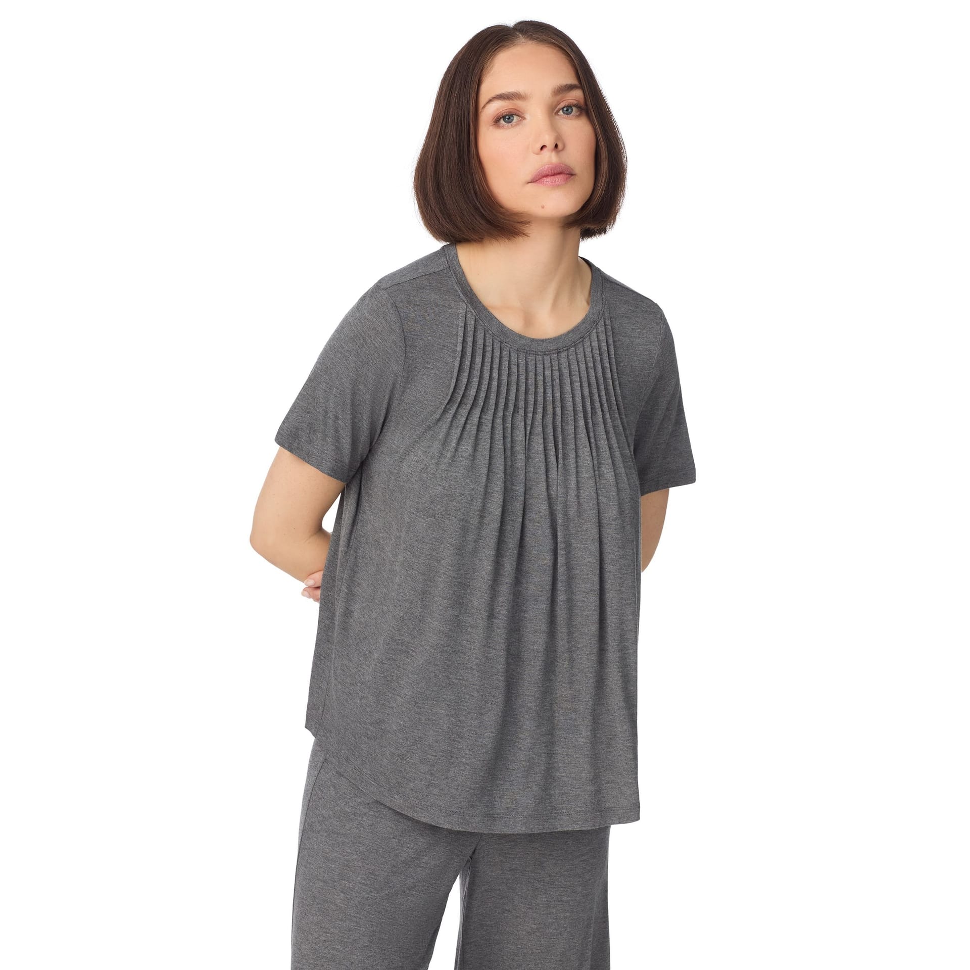 DKNY DKNY Women's Short sleeve top & pant pyjama sleep set with pleats in grey - 4