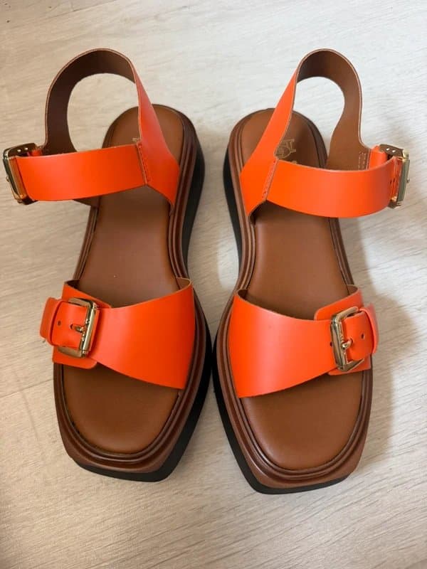 Dune London Dune London orange leather flatform sandals. Size 7