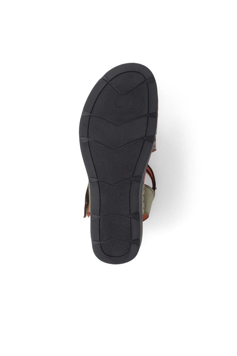 Pavers Pavers Women's Adjustable Fasten Leather Sandals in Olive - 4