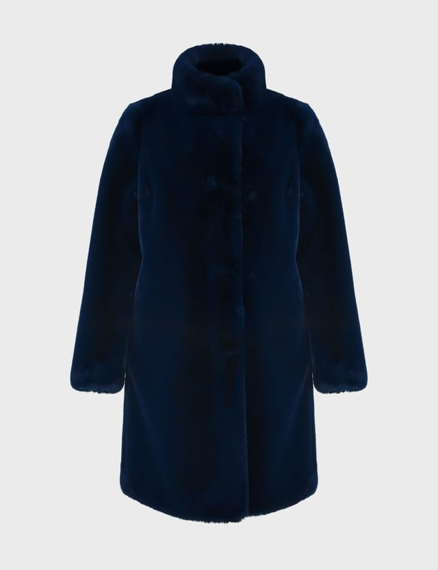 Hobbs London Hobbs London Women's Maddox Faux Fur Coat in Dark Navy - 2