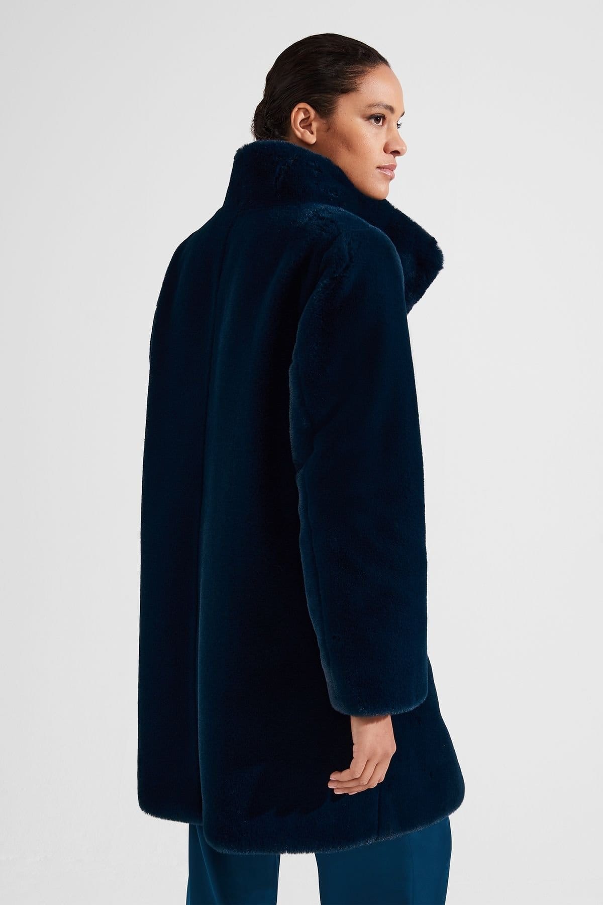 Hobbs London Hobbs London Women's Maddox Faux Fur Coat in Dark Navy - 4