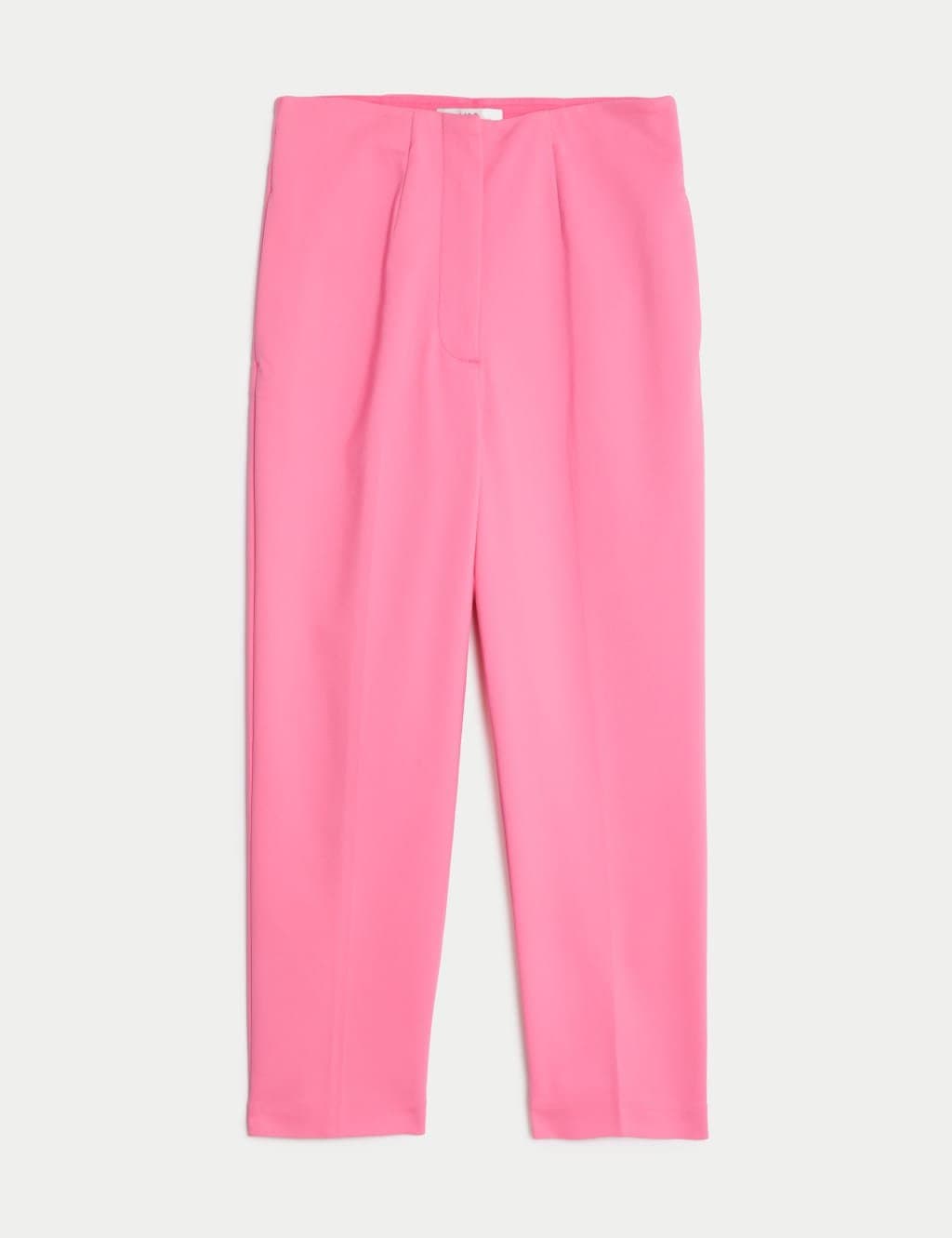 Marks & Spencer M&S Cotton Blend Slim Fit Cropped Trousers Medium Pink