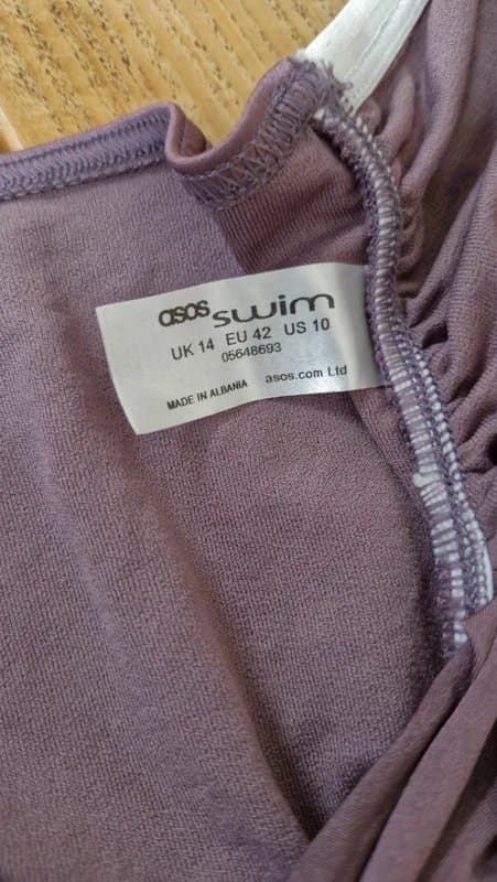 ASOS Asos Purple Tie Back One Piece Swimsuit. Size 14. V67