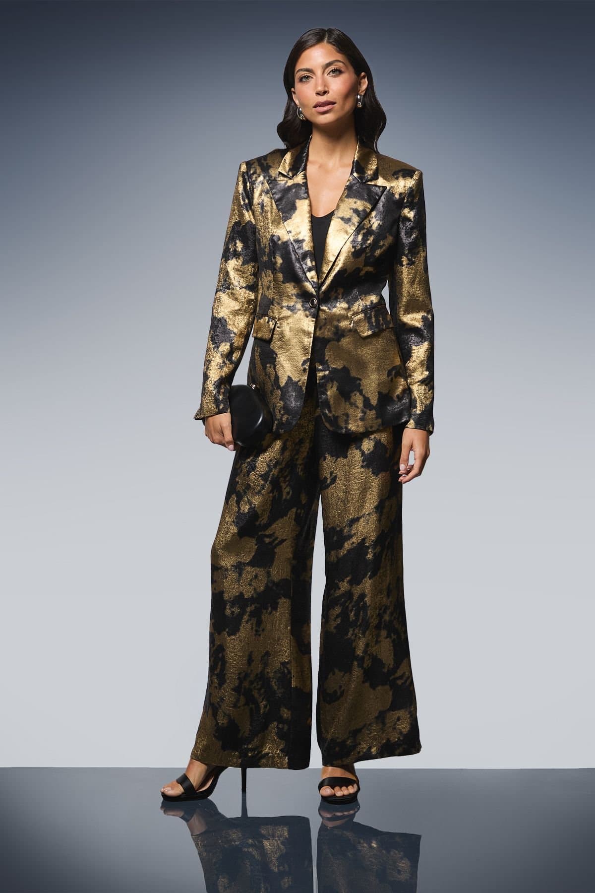 Wallis Wallis Gold Foil Wide Leg Trouser for Women