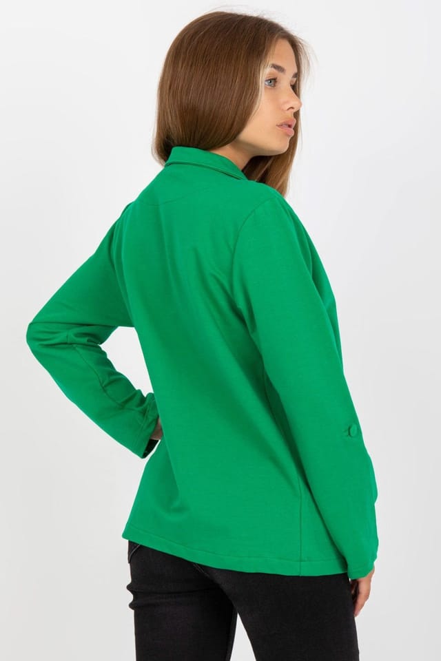 Love Lace Love Lace Women's Button Sweat Jacket with Fold Sleeves in Green - 3