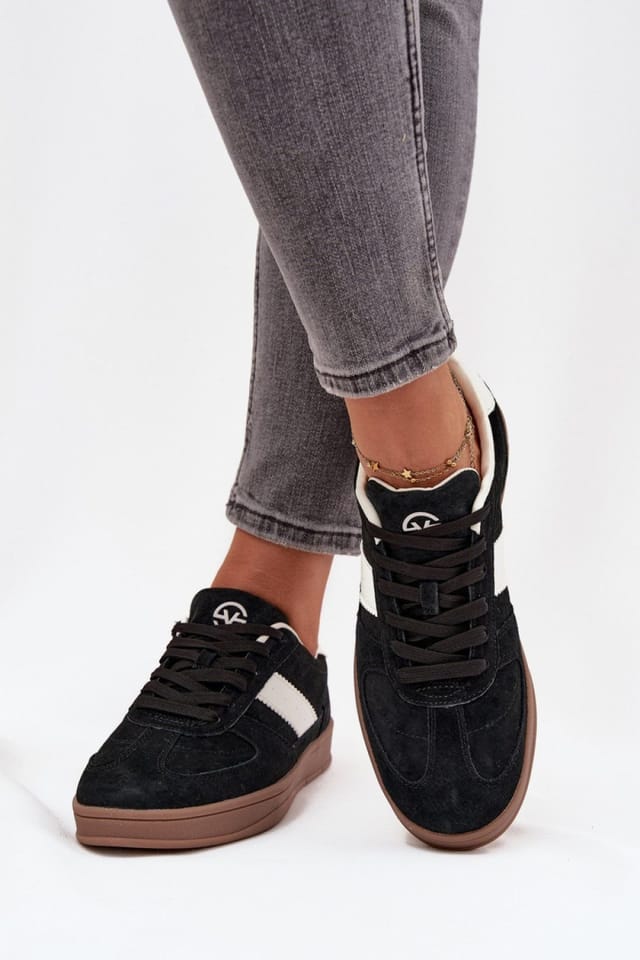 Love Lace Love Lace Women's Vinceza Suede Comfort Urban Sneakers with Rubber Grip Sole in Black - 3