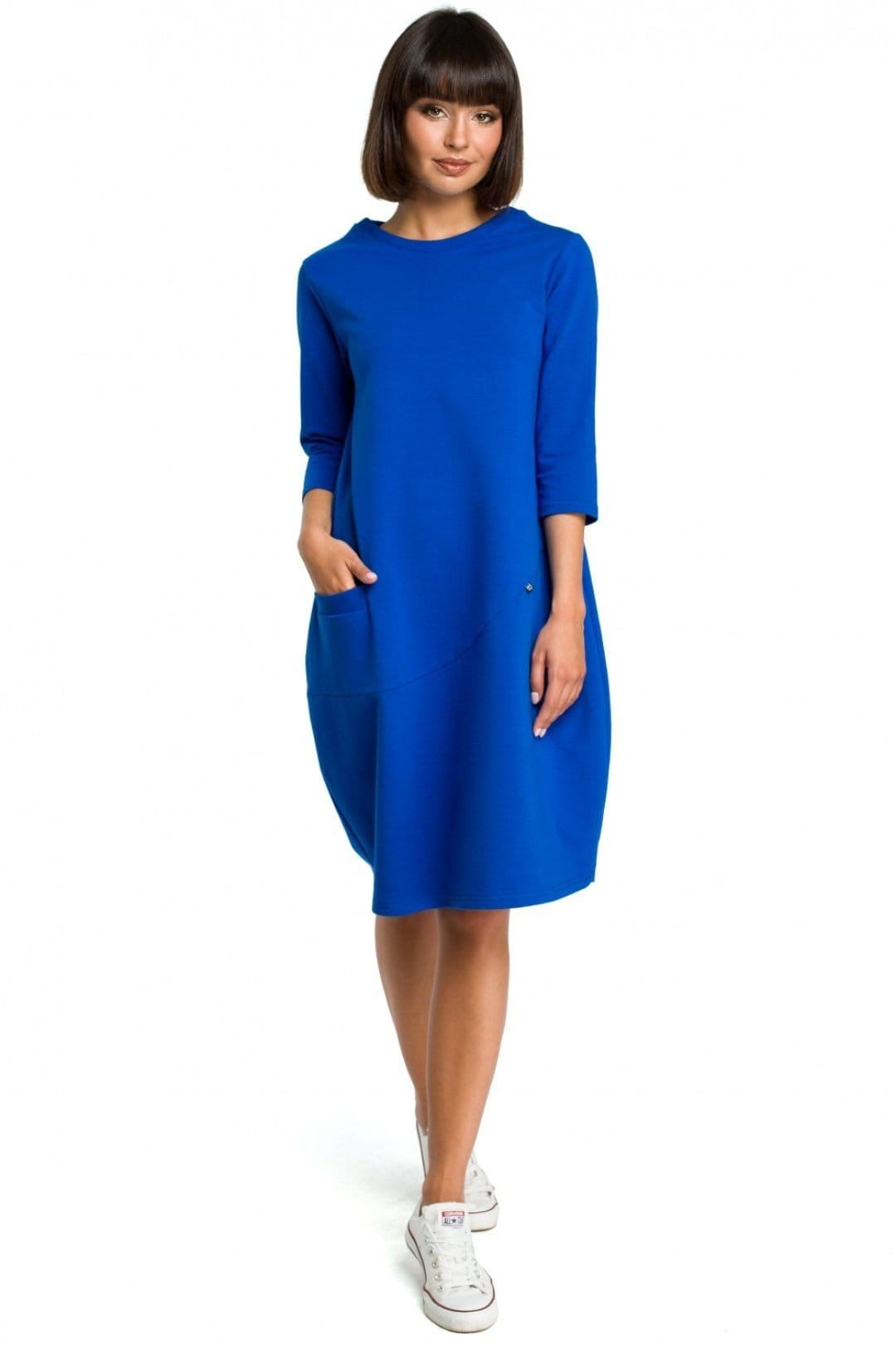 Love Lace Blue Knit Dress Tunic With Side Pockets