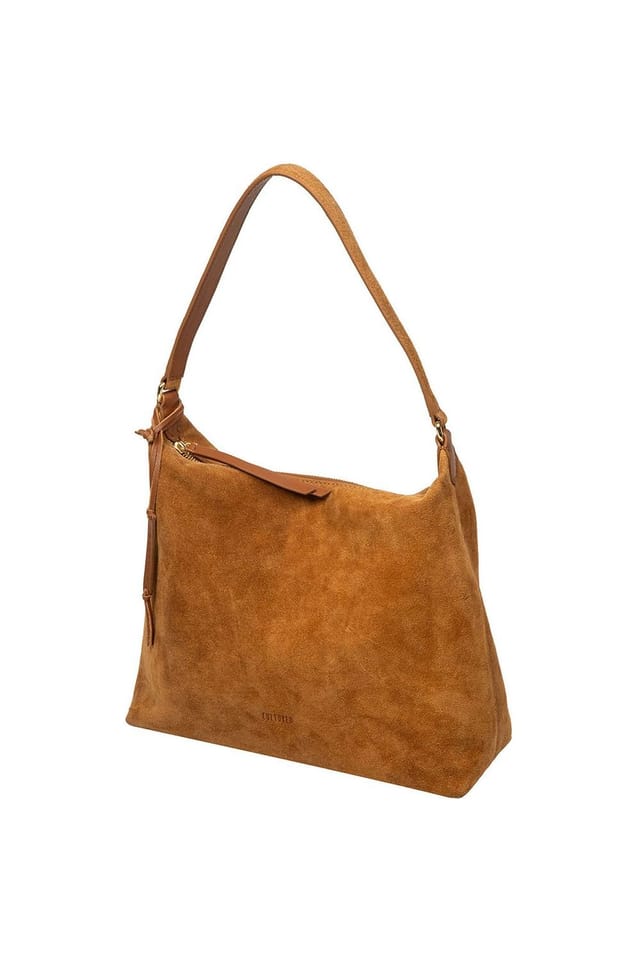 Cultured London Cultured London Women's 'Camille' Suede Shoulder Bag in Tan - 3