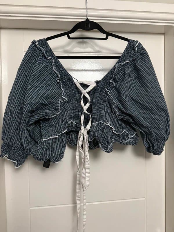 ASOS Puff sleeve top with lace up back