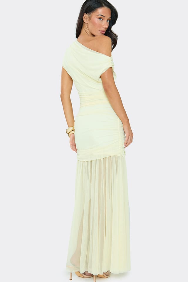 EGO EGO Women's Short Sleeve Ruched Maxi Dress in Lemon - 2