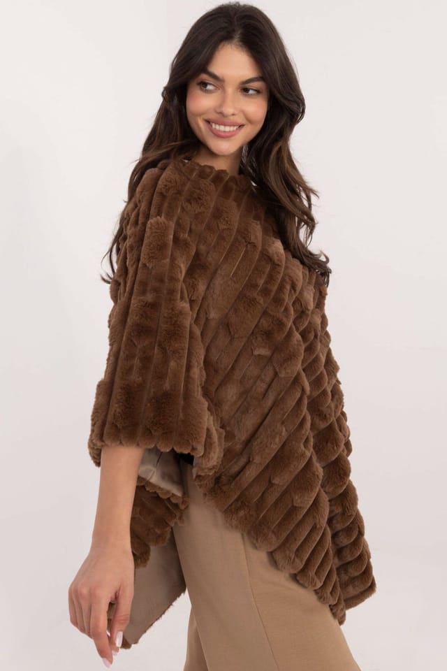 Love Lace Love Lace Women's Everyday Textured Polyester Lined Poncho Style 203197 in Brown - 2