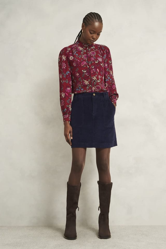 Hobbs London Hobbs London Women's Izara Corduroy Mini Skirt in Dark Navy - 3