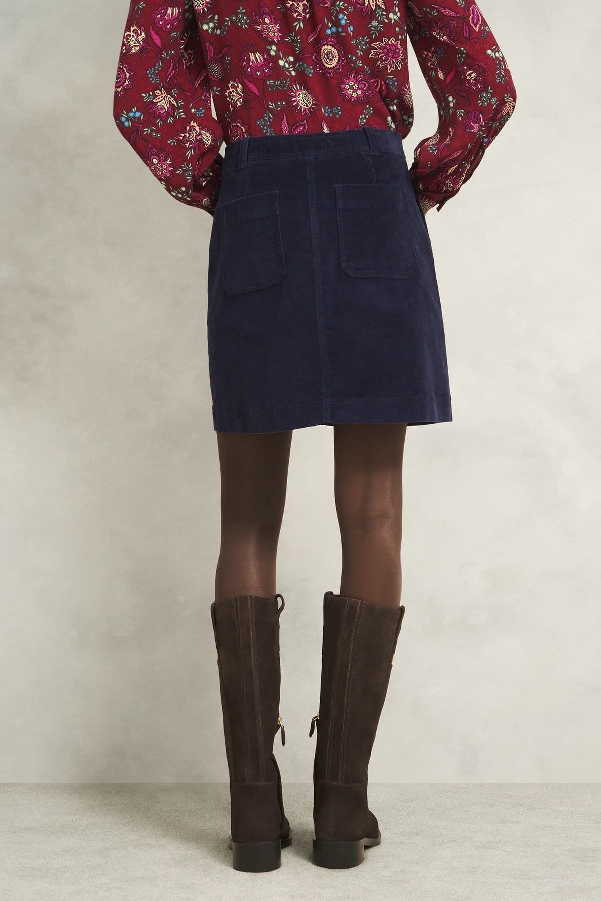 Hobbs London Hobbs London Women's Izara Corduroy Mini Skirt in Dark Navy - 4