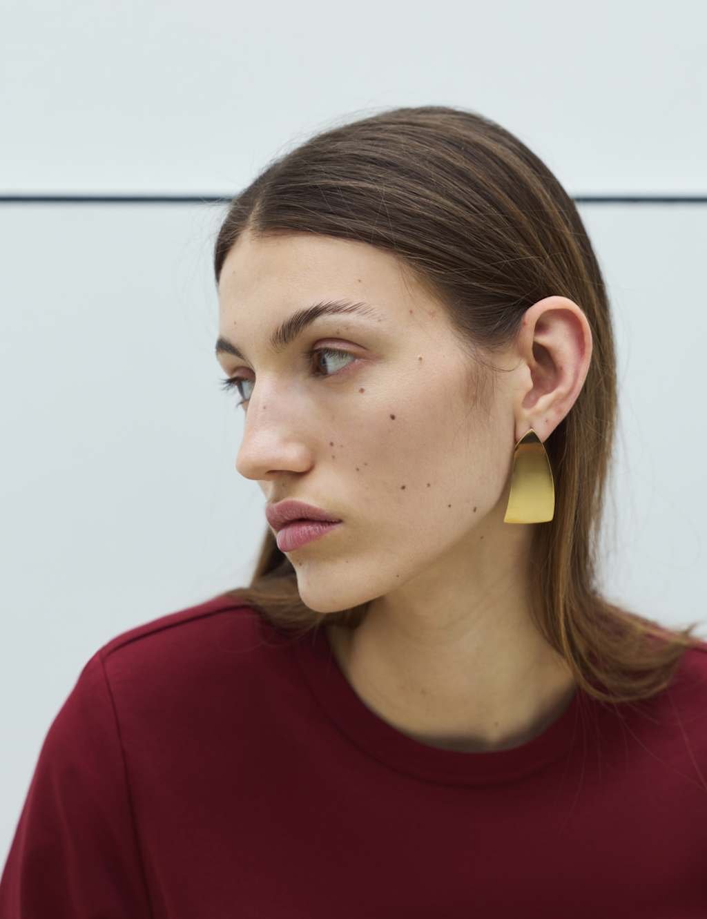 Marks & Spencer M&S Cotton Rich Padded Shoulder T-Shirt Wine - 2