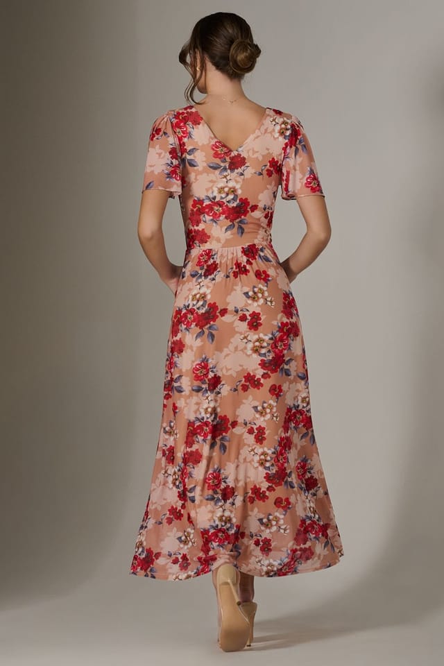 Jolie Moi Jolie Moi Women's Floral Mesh Wrap Maxi Dress - 2