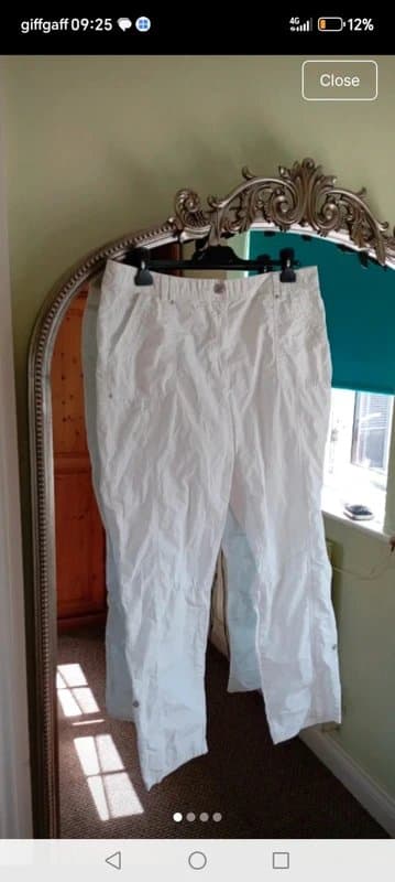 Vintage Dressing Ladies size 16 white loose fit cotton wide leg trousers