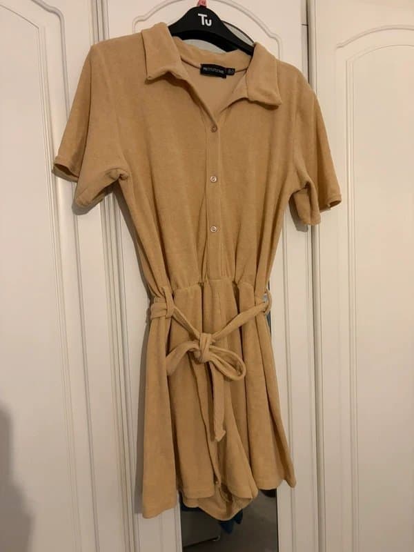 PLT Beige Towelling Material Playsuit Size 16 PLT