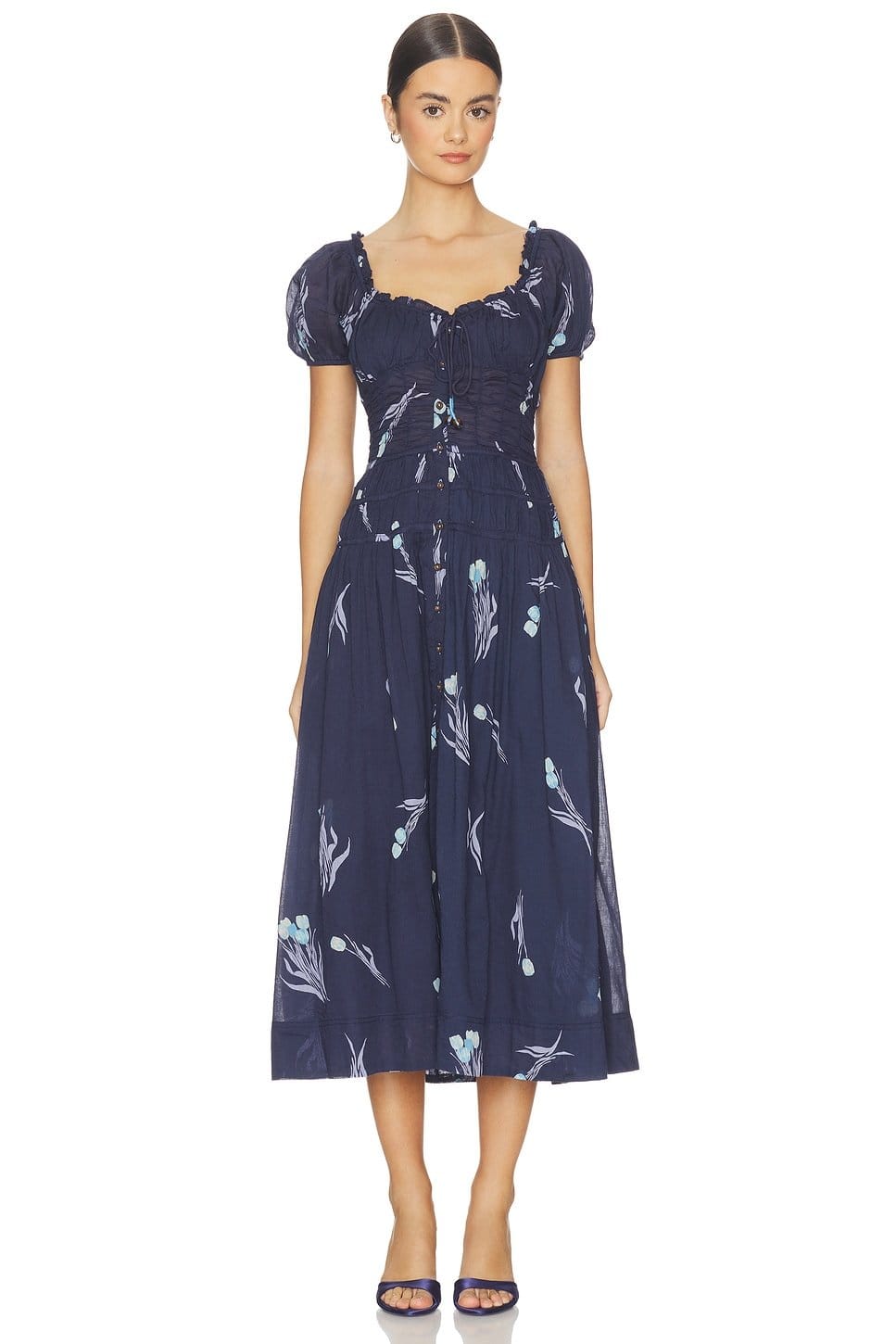 Complete Me Navy Floral Midi Dress by Free People