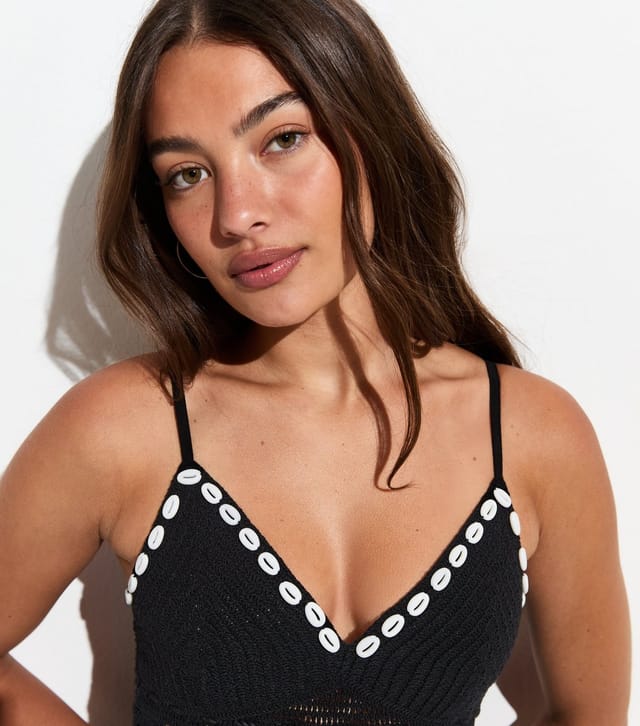 New Look Women's Black Cotton Crochet Bodice Beach Mini Dress New Look - 2