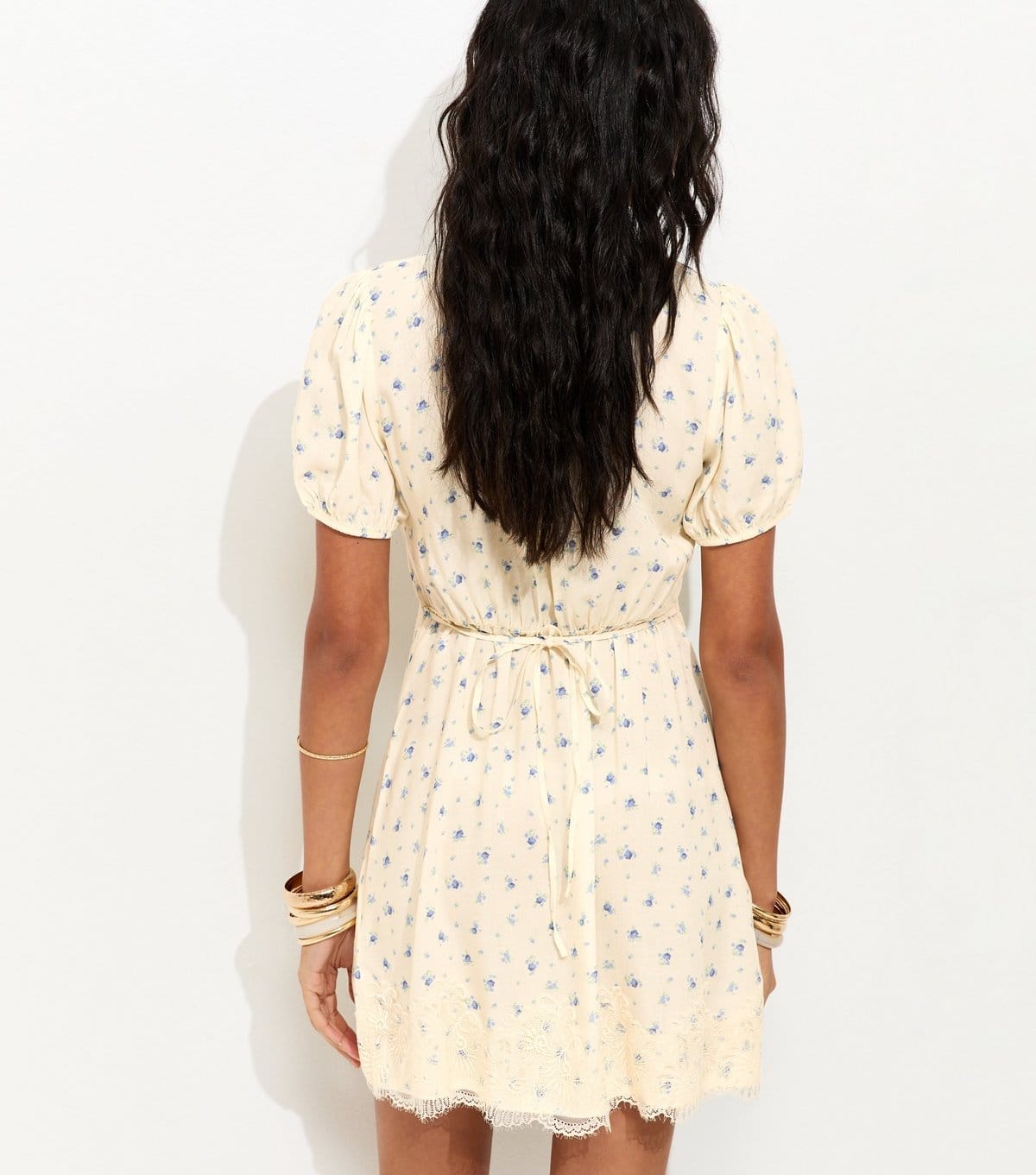 New Look Women's Cream Ditsy Floral Puff Sleeve Mini Dress New Look - 4