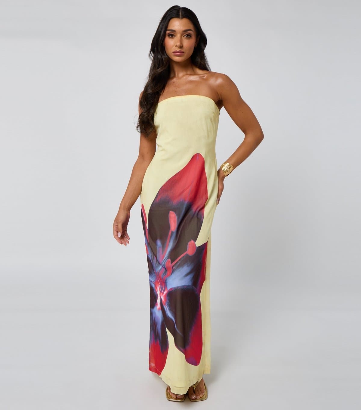 Urban Bliss Women's Yellow Floral Print Bandeau Maxi Dress Urban Bliss New Look