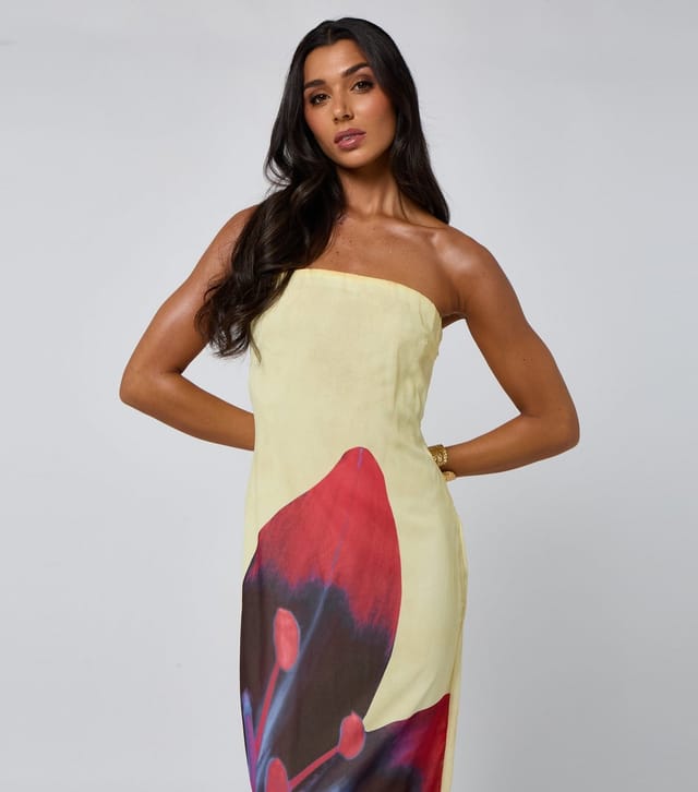 Urban Bliss Women's Yellow Floral Print Bandeau Maxi Dress Urban Bliss New Look - 3