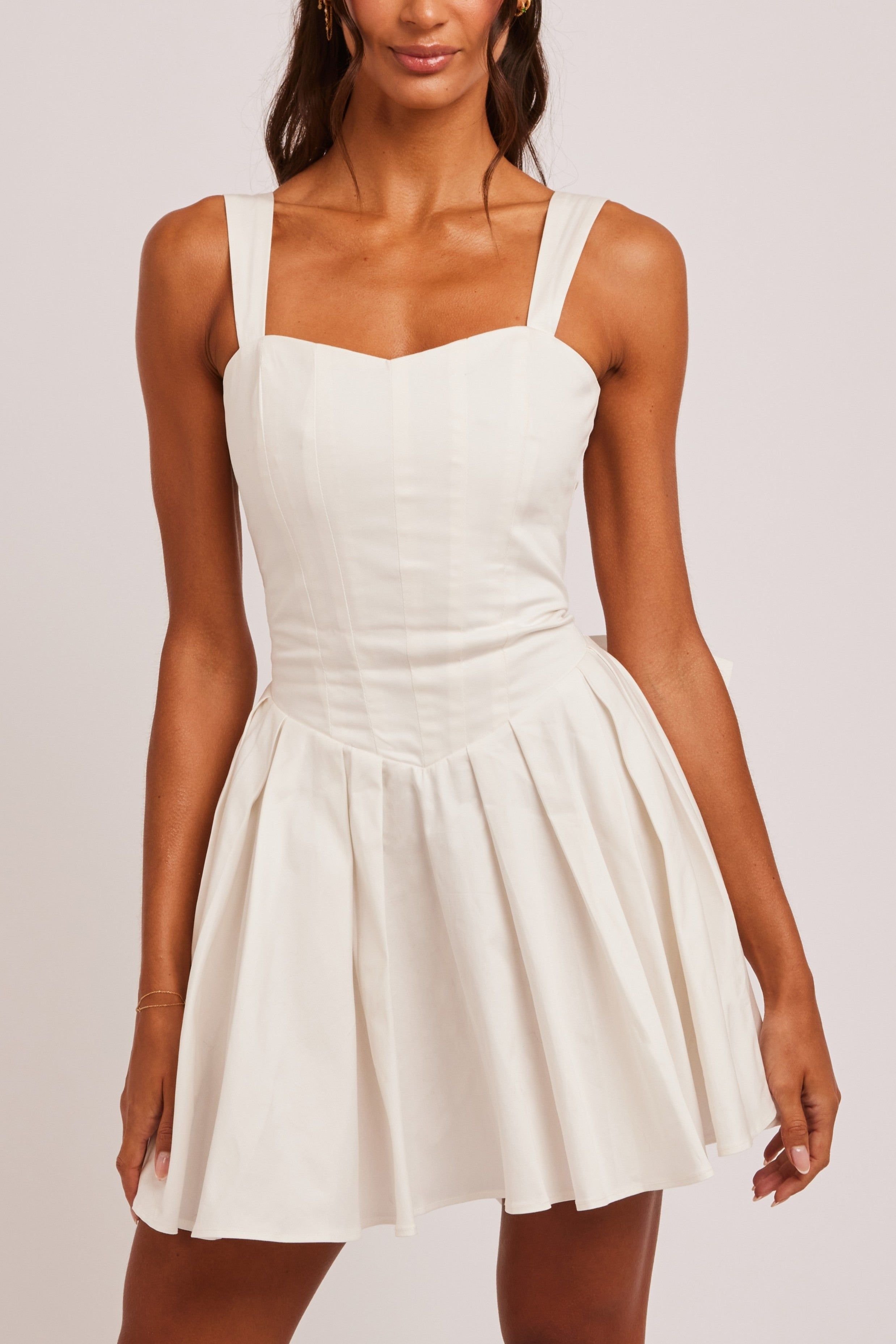 Jaded Rose Jaded Rose Women's Rosie White Sweetheart Bow Detail Box Pleat Mini Dress - 2
