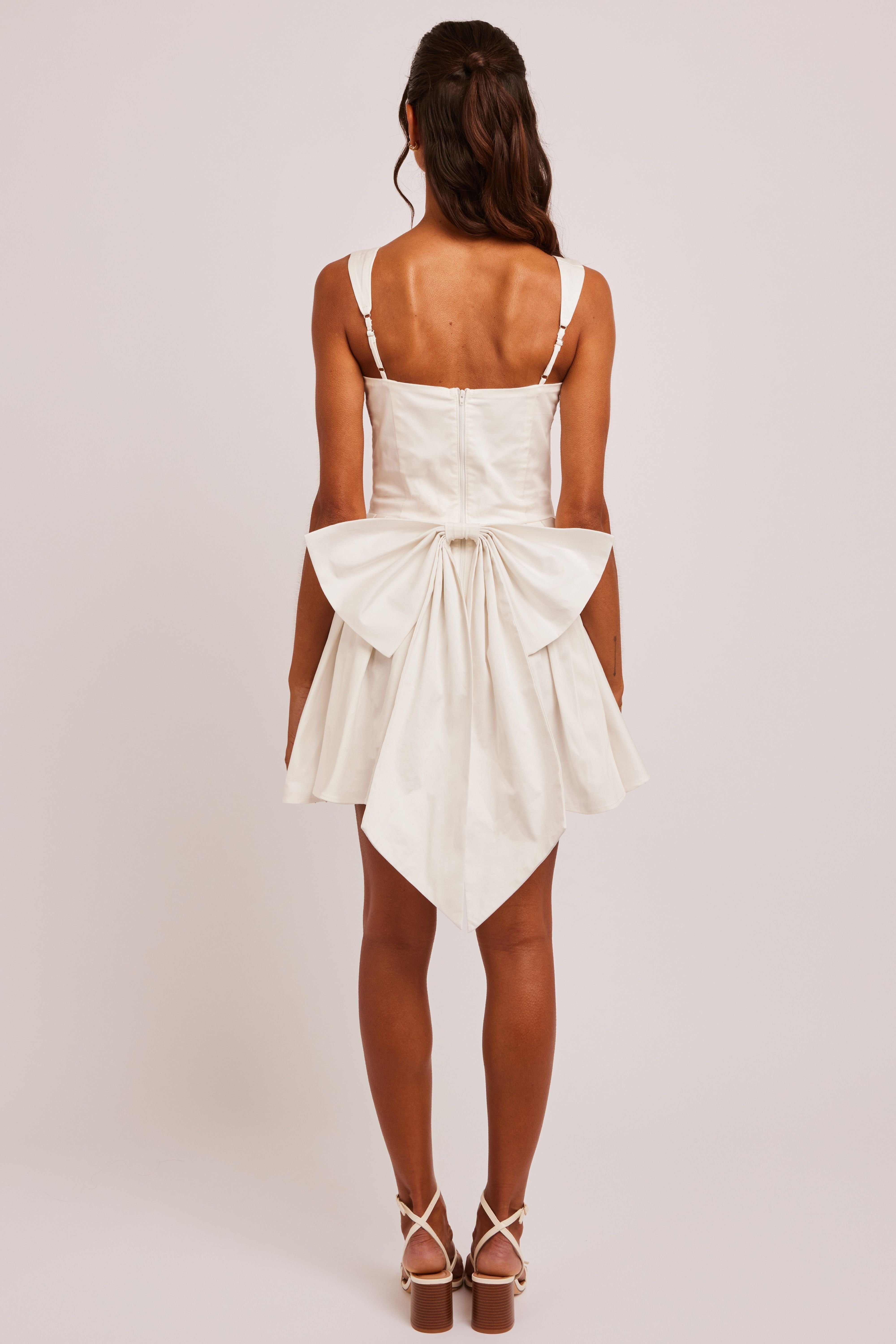 Jaded Rose Jaded Rose Women's Rosie White Sweetheart Bow Detail Box Pleat Mini Dress - 4