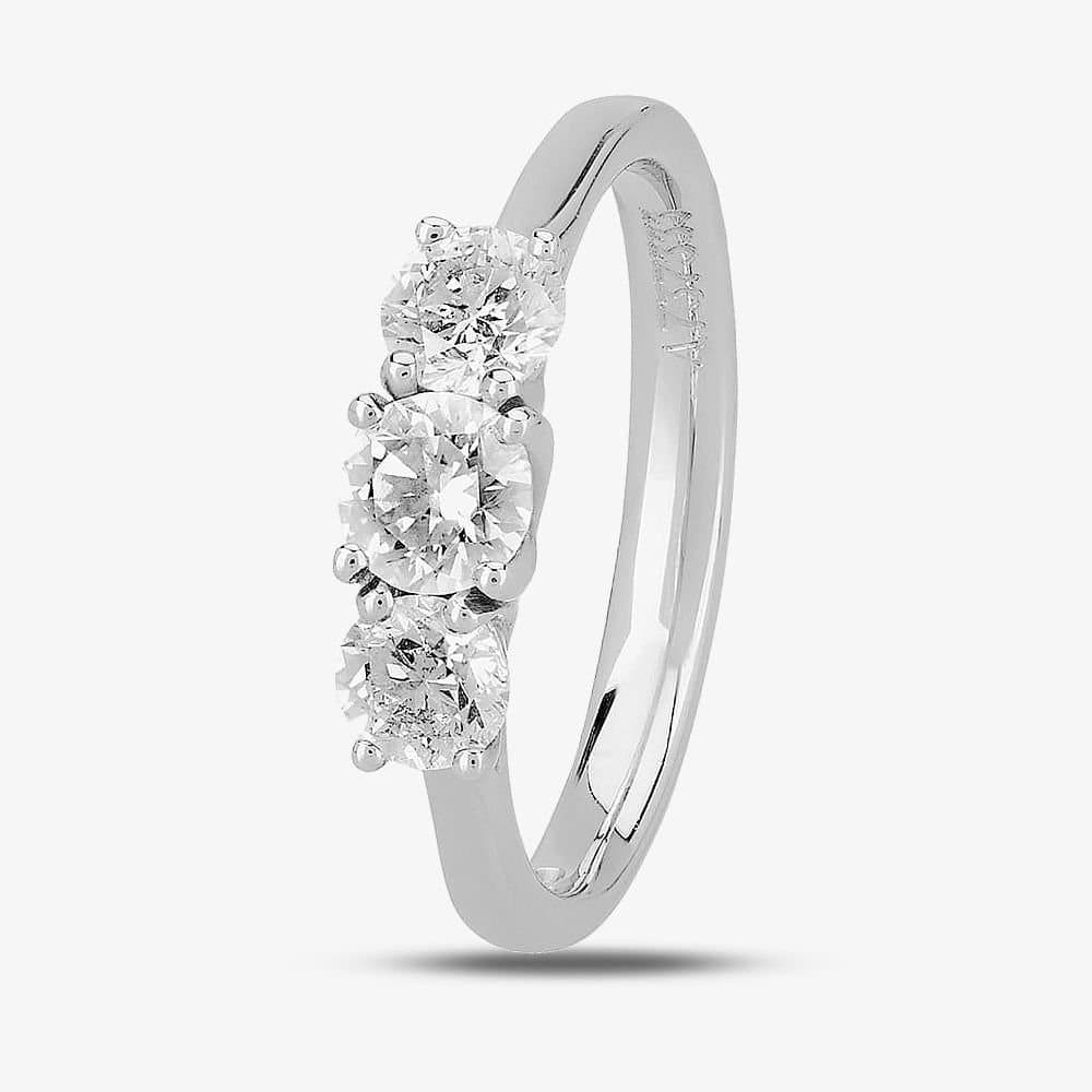 1888 collection 1888 collection Women's Platinum 1.00ct Diamond Trilogy Ring in Silver